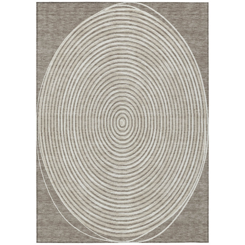 Machine Washable Indoor/Outdoor Chantille ACN2647 Geometric Rug, Taupe, 9' x 12'