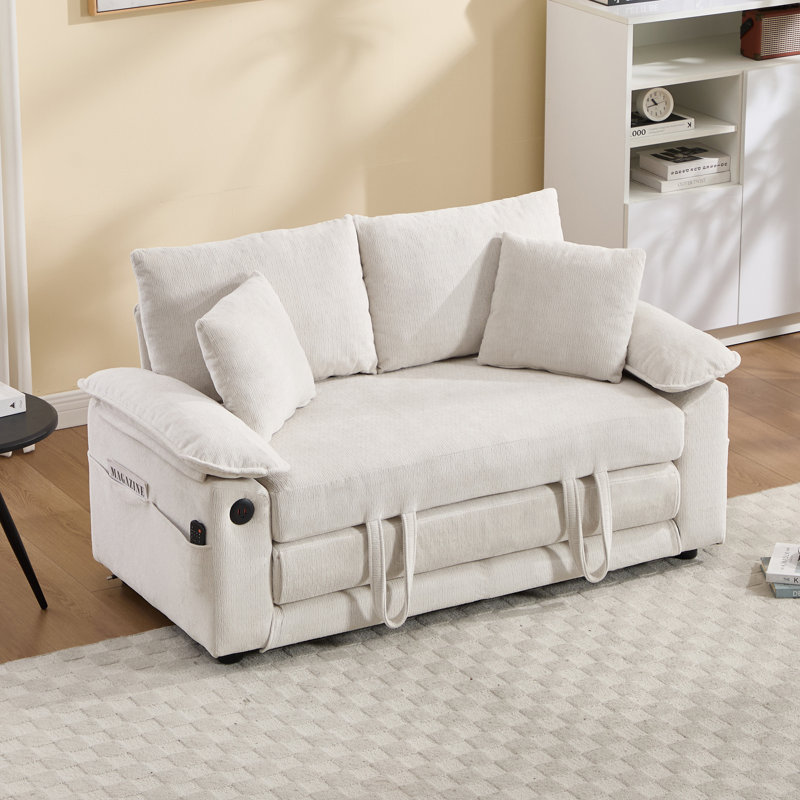 Compression Sofas 3 In 1 Chenille Sleeper, Modern Compact Home Loveseat