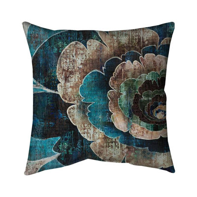 Blue flower montage - 16"x16" Outdoors Throw pillow - Spun poly - Print on demand