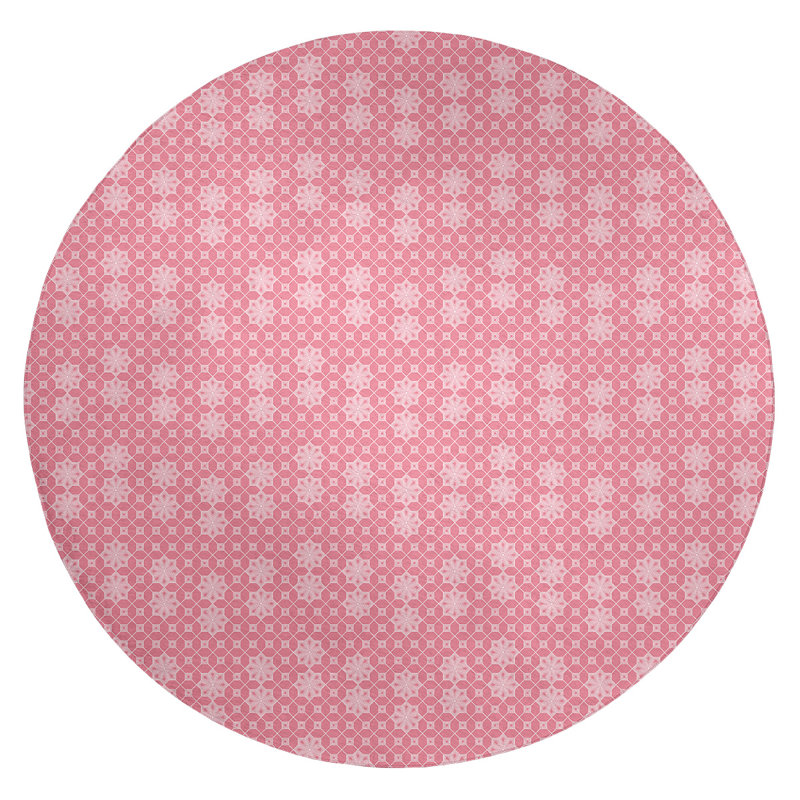 Tapis de zone rose en treillis classic, Rond 5 pi