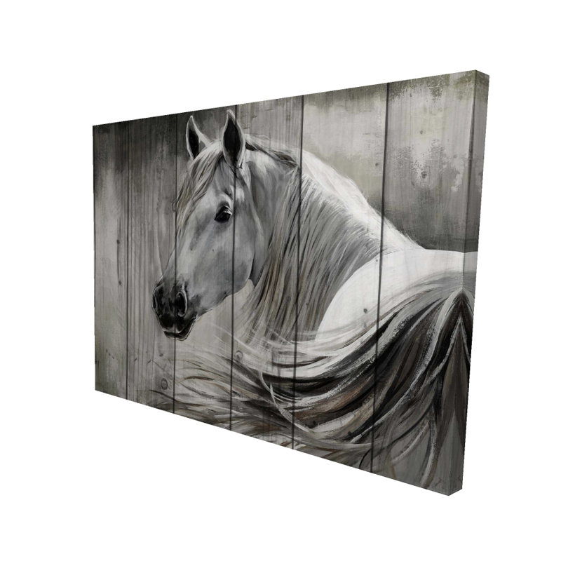 «Rustic Horse», art blanc d'animaux de ferme | Décoration intérieure
