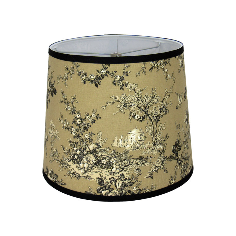 Abat-jour tambour en coton brun, H 10 po x l 12 po x P 12 po