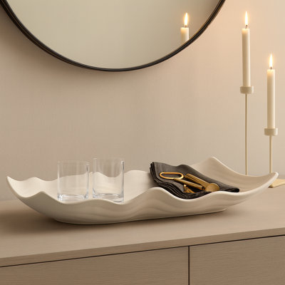 Très grand plateau décoratif ondulé pour repose-pieds Wavy - Modern Home Decor
