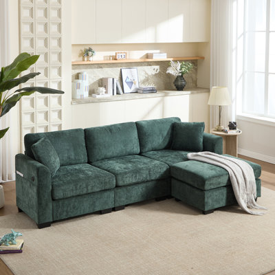 Canapé modulaire en chenille surdimensionné à 4 places en L