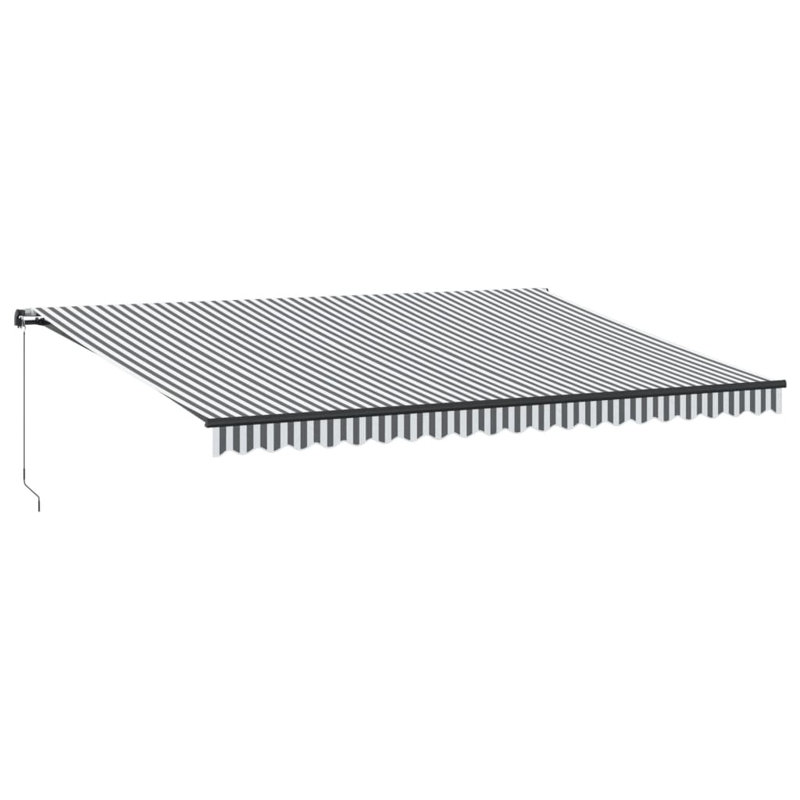 Dakota Fields Polyester Cover Retractable Patio Awning, 500 x 350cm, Striped, Anthracite/White/Black