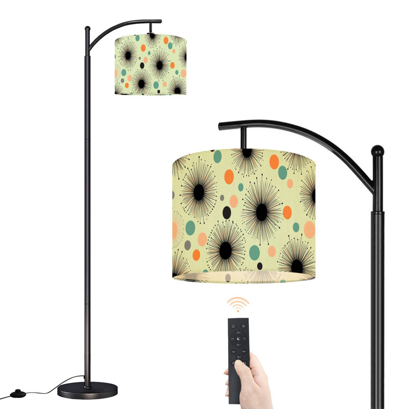 Lampe sur pied à arc avec abat-jour réglable Mid Century
