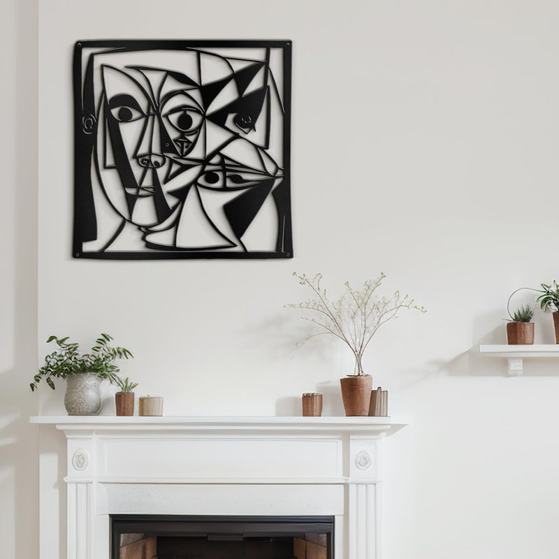 Décoration murale en métal, H 36 po x l 36 po x P 0,05 po, Noir