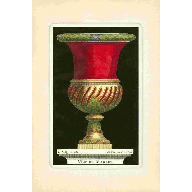 Vase avec centre rouge, H 12 po x l 8 po