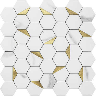 10-Sheet Hexagon Tile Peel and Stick Backsplash