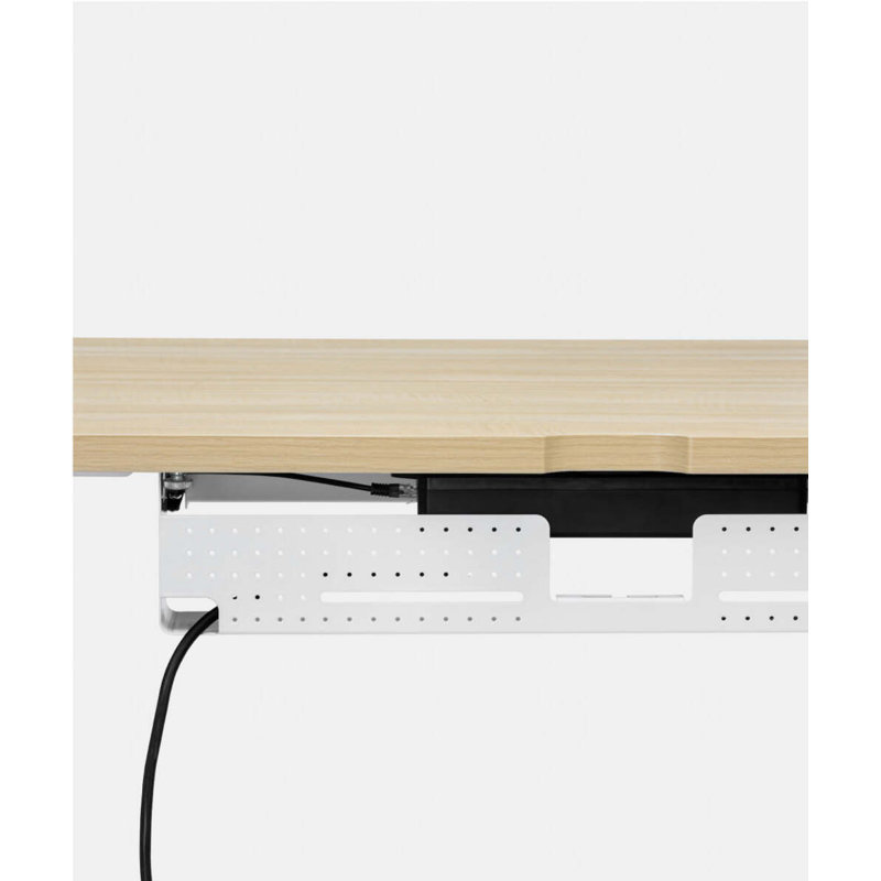 Duo Standing Desk, Woodgrain, White, 47.3" H x 36" W x 24" D