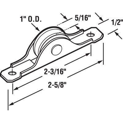 Sliding Panel Roller Assembly, 1 in., Plastic, Concave Wheel, Mortise Install (2 Pack)