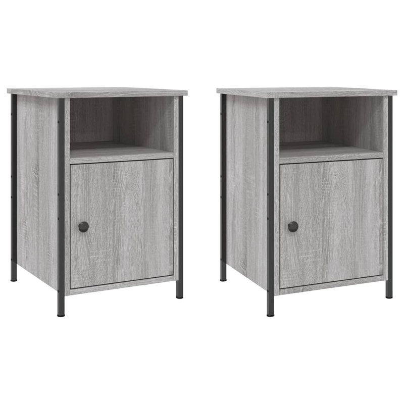 Mehetabel 40 cm W Iron Bedside Table, Grey Sonoma, Set of 2