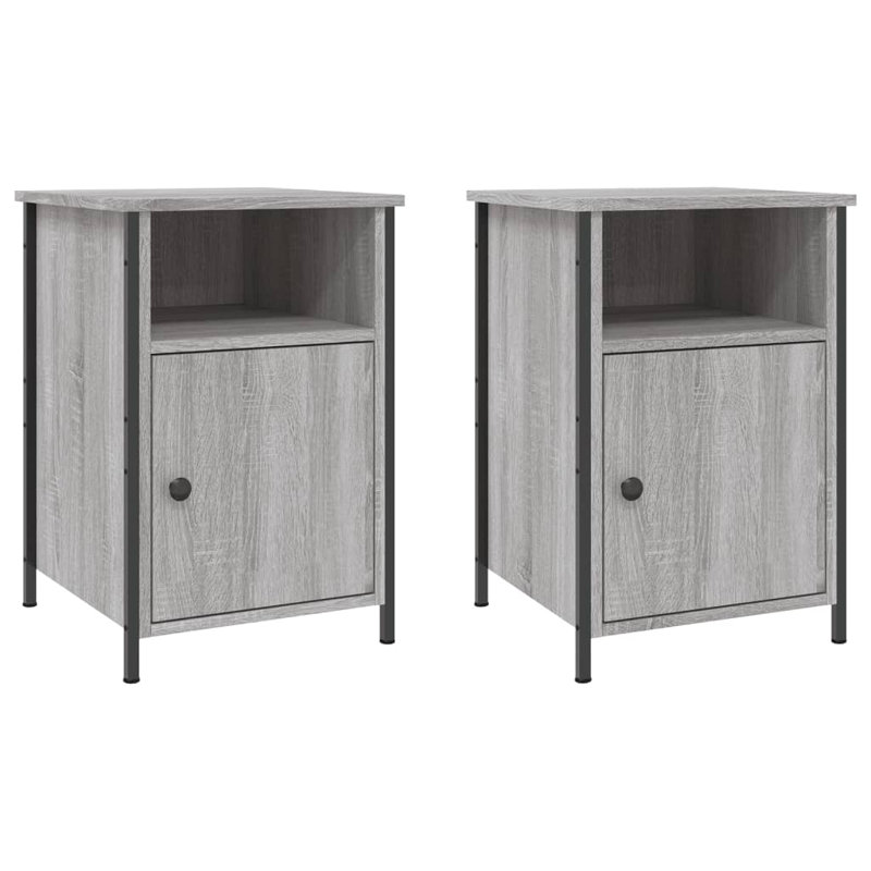 Mehetabel 40cm W Iron Bedside Table, Grey Sonoma, Set of 2