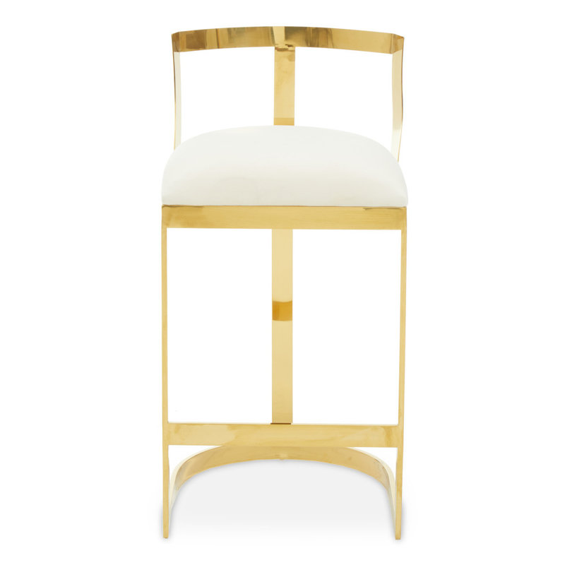 Roncy Upholstered Counter Stool with Metal Frame, Ivory