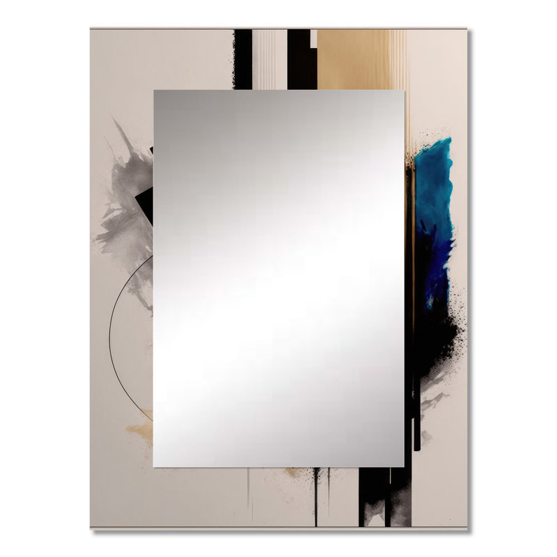 Blue Minimalist Abstract III - Minimalism Large Mirror, Modern Decorative Wall Mirror, Printed Metal Art, 32" x 24"
