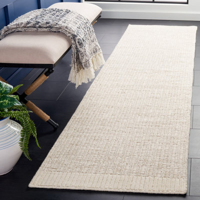 Martha Stewart Hand Loomed Wool/Cotton Solid Color Rug in Ivory/Gray