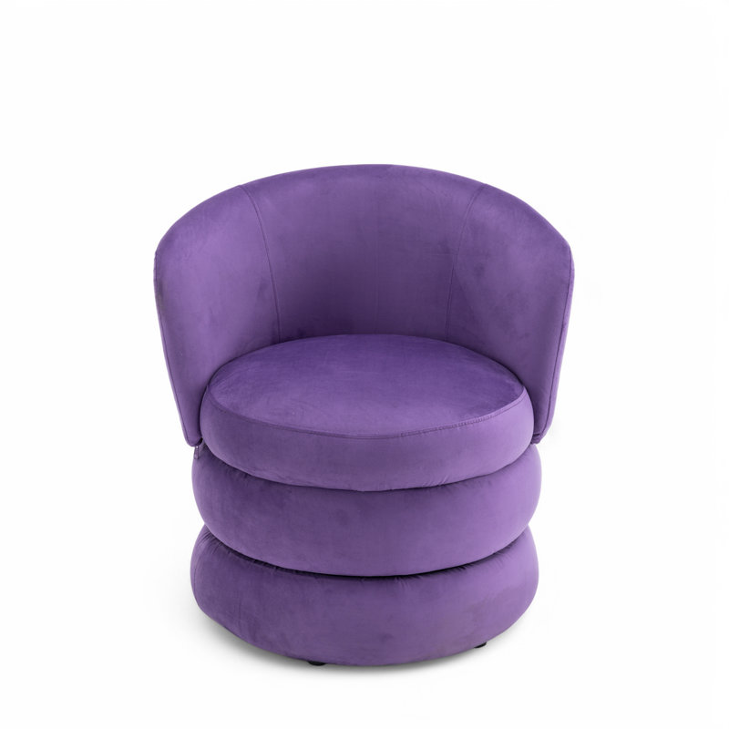 Upholstered Swivel Barrel Chair, Purple Velvet