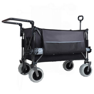 Chariot pliant multifonctionnel à roulettes avec poignée rotative et poignées de plage 9 po x 4 po pour camping et plage - 300 L très résistant, grande capacité pour le transport, l'épicerie et l'extérieur