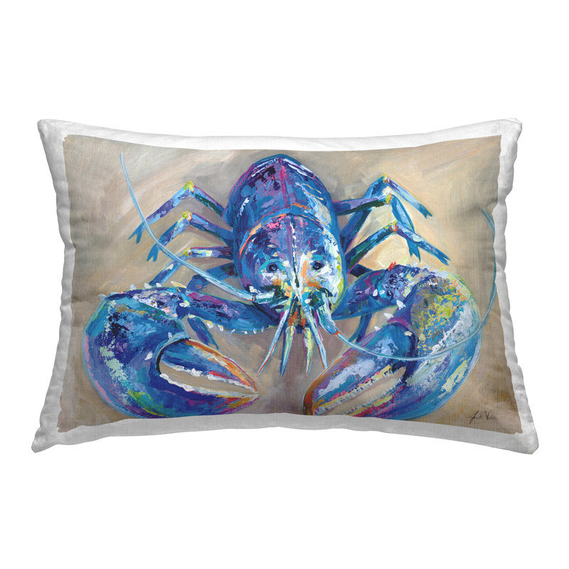 Coussin décoratif imprimé Blue Lobster Impression par Jeanette Vertentes