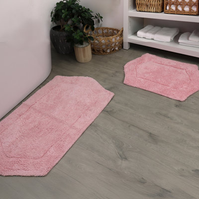 Morissette Waterford 100% Cotton Bath Rug Set, 2 Piece Set, Includes 17"x24" and 21"x34", Spray Latex Backing, Soft Absorbent Bathroom Rugs, Machine Washable