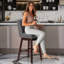 Tabouret de bar pivotant 30,6 po en lin, gris (ensemble de 2)
