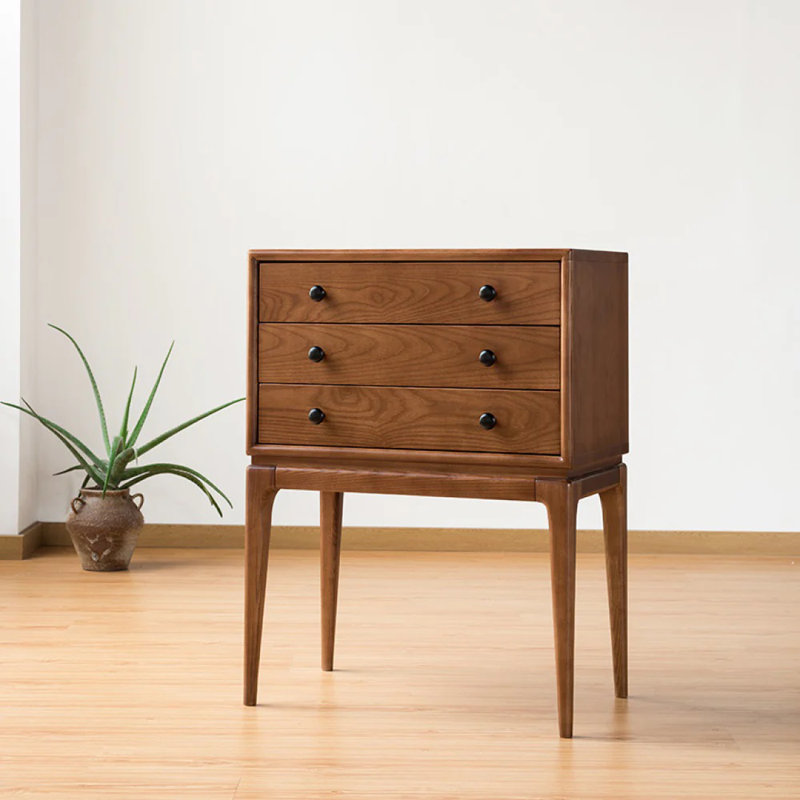 Commode en bois massif Modholic H, noyer, Noyer