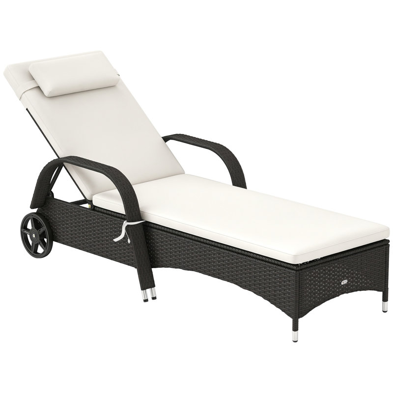 Outsunny Patio Wicker Chaise Lounge
