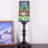Small Tiffany Table Lamp Stained Glass Candlestick Style Table Light Green Liasion Style  4X15Inch