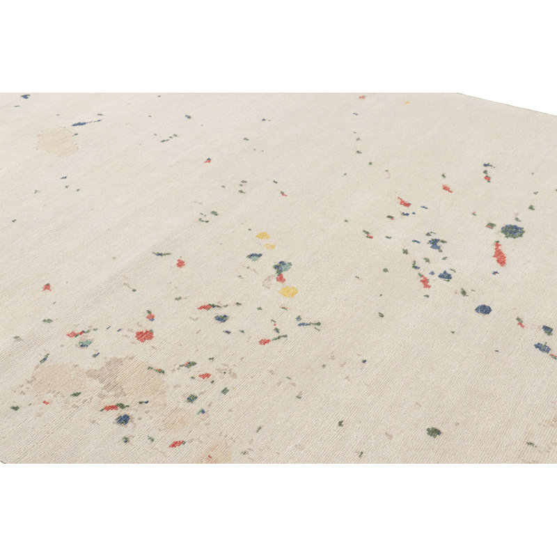 Rug & Kilim’S Modern Distressed Art Rug In White With Colorful Abstract Patterns