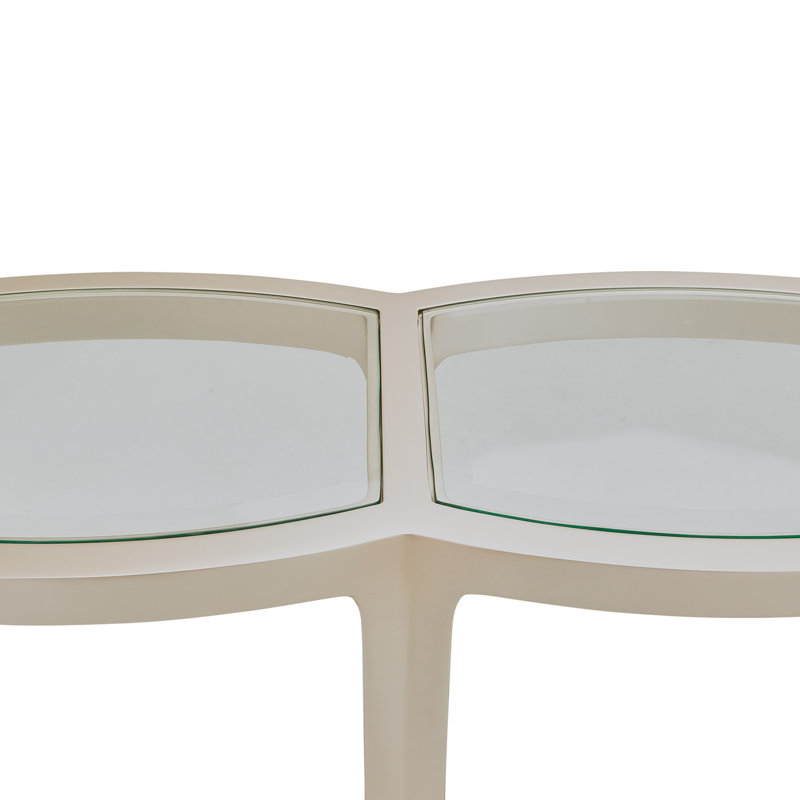 Chardonnay Maple Veneer Glass Top Console Table with Storage