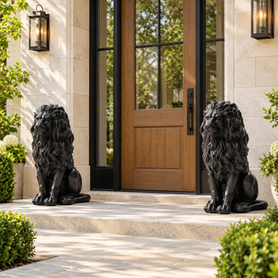 Statue de lion gardien en résine pour l'extérieur