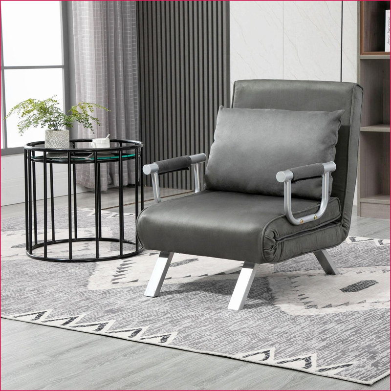 Canapé-lit à 5 positions avec canapé-lit pliant avec coussin | Gris foncé | Tissu