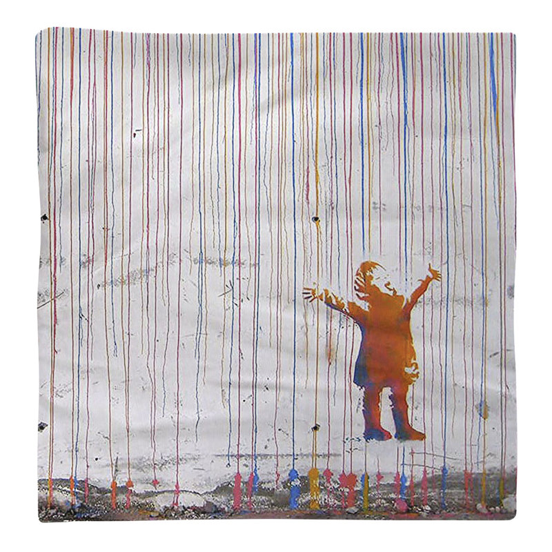 Banksy Graffiti No Pattern Square Napkin, 22" x 22", Cotton Twill