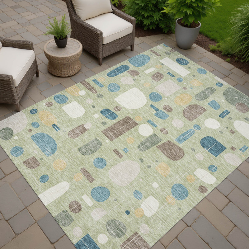 Machine Washable Indoor/Outdoor Juliet ACN2393 Mid-Century Modern Rug, Rectangle 5' x 7'6"