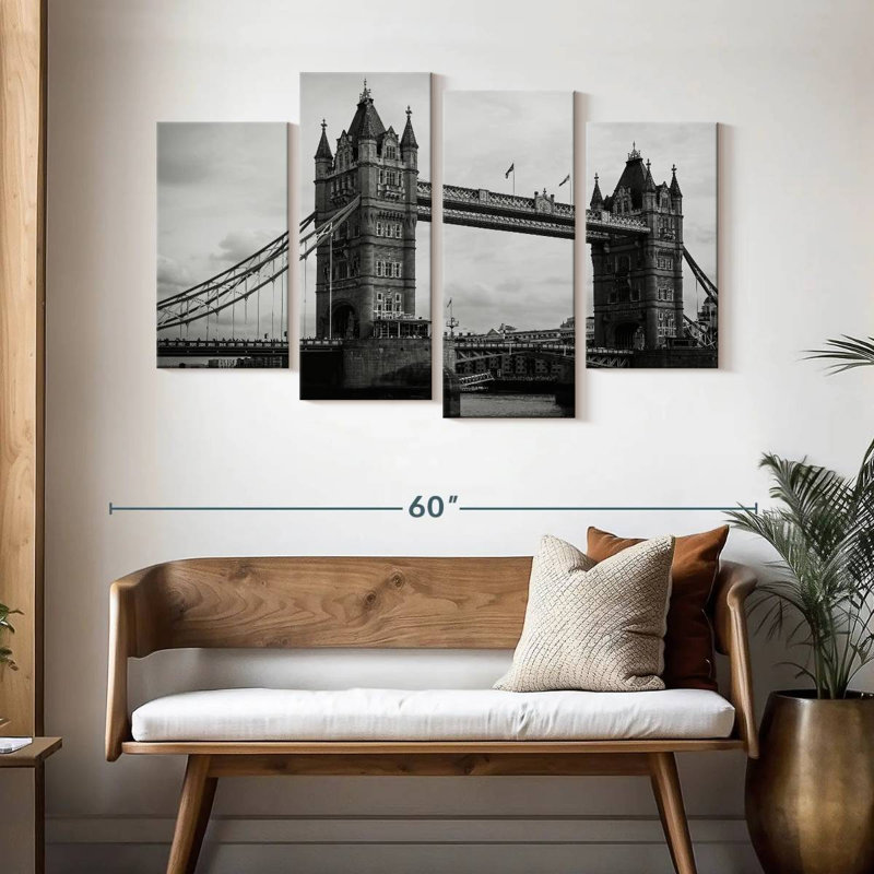 Lilie Tower Bridge en monochrome, H 32 po x l 52 po