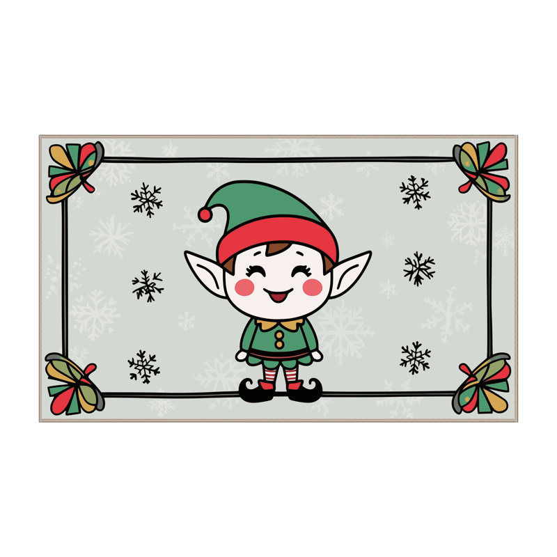 Tapis de vacances d'hiver de Noël lavable The Holiday Aisle®, Rectangulaire 2 pi x 3 pi