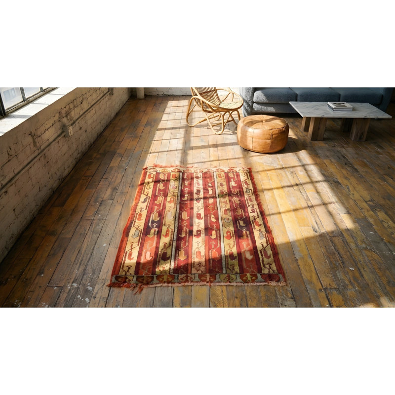 Tapis turc antique multicolore Yastik des années 1880