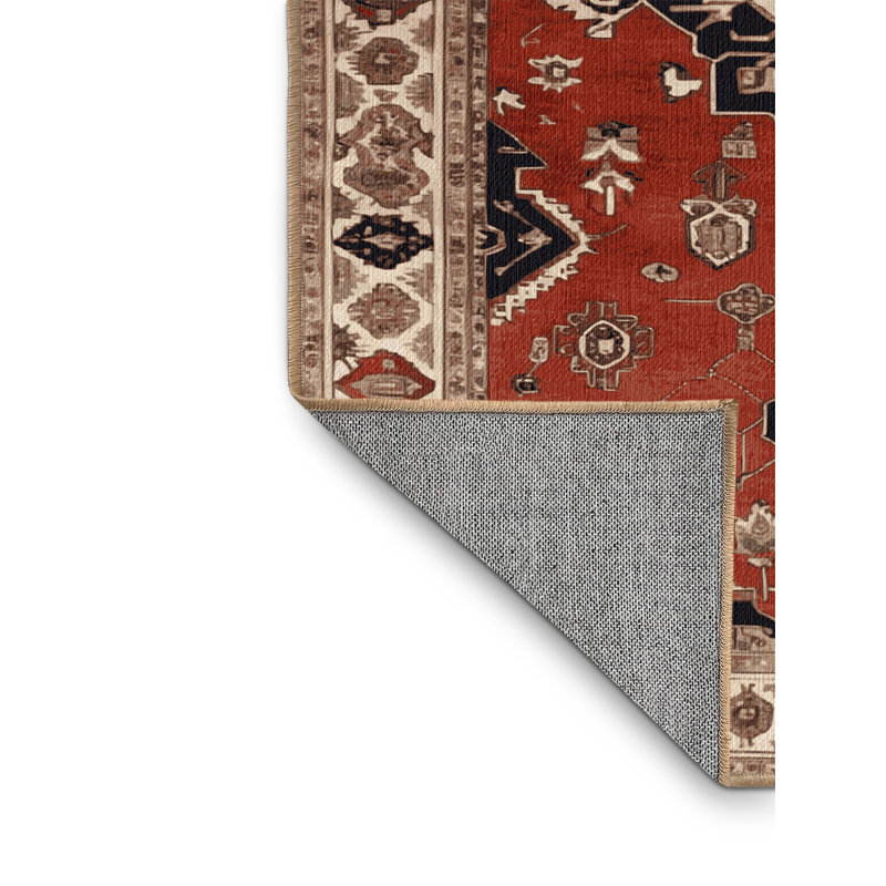 Tapis brun lavable à la machine, Rond 8 pi