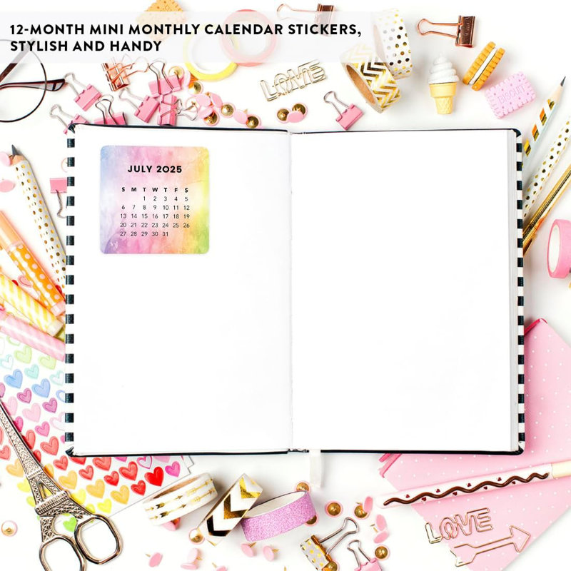 Multicolore planificateur moderne petit mois, calendrier carré 4025