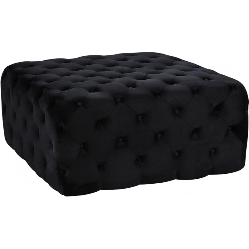 Crompton 83cm Wide Tufted Square Ottoman, Black