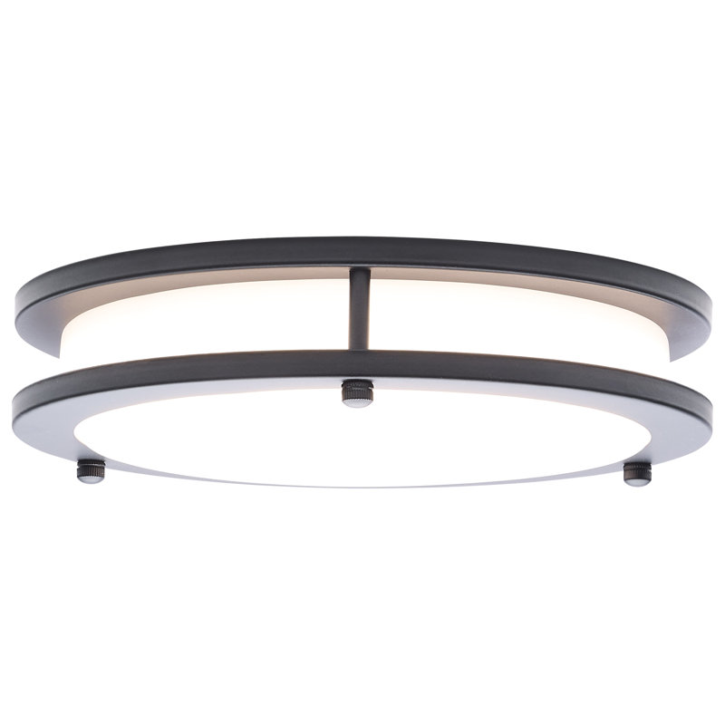  Norrine LED Flush Mount 27K/3K/35K/4K/5K CCT Selectable, Black, 2.13" H x 9.84" W x 9.84" D