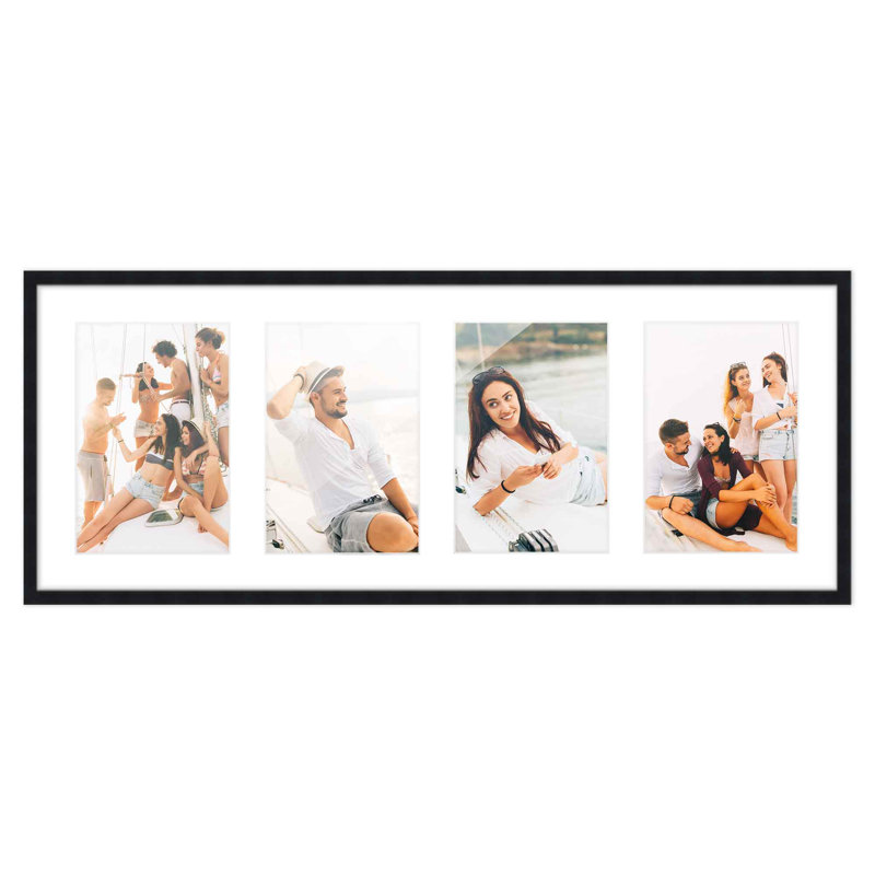 Cadre en bois, 5 po x 7 po, 8,5 po x 23 po, Noir / blanc