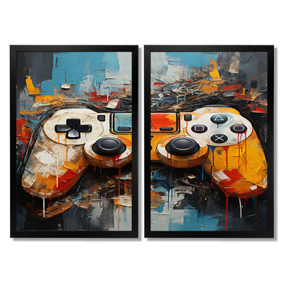 Colorful Video Game Gameplay Delight - Video Games Canvas Art, Multi-Color Fashion Wall Art Set Of 2