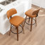 Tabouret de bar rembourré Oundle de style moderne du milieu du siècle avec dossier en bois incurvé et repose-pieds en métal (ensemble de 4)-531413509-531413510