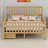 Low Profile Bed Frame Featuring Protective Rails and Under-Bed Storage