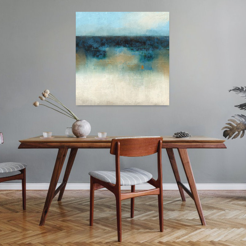 Indigo, art abstrait de paysage côtier, H 32 po x l 32 po