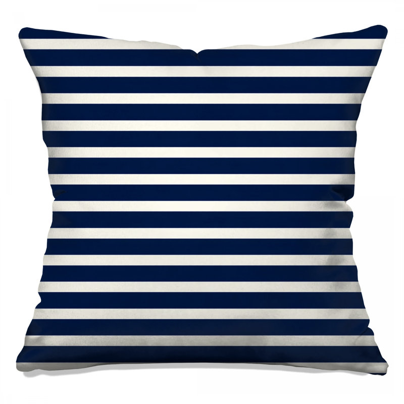 Navy Stripes Throw Pillow, Pattern Double Sided Pillows, 18 x 18 inches