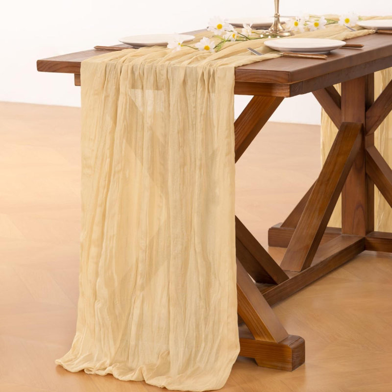 Chemin de table en étamine Cheesecloth Spring Pâques St Patrick's Day Gauze Boho Chemin de table, L 29 po x l 120 po, Jaune