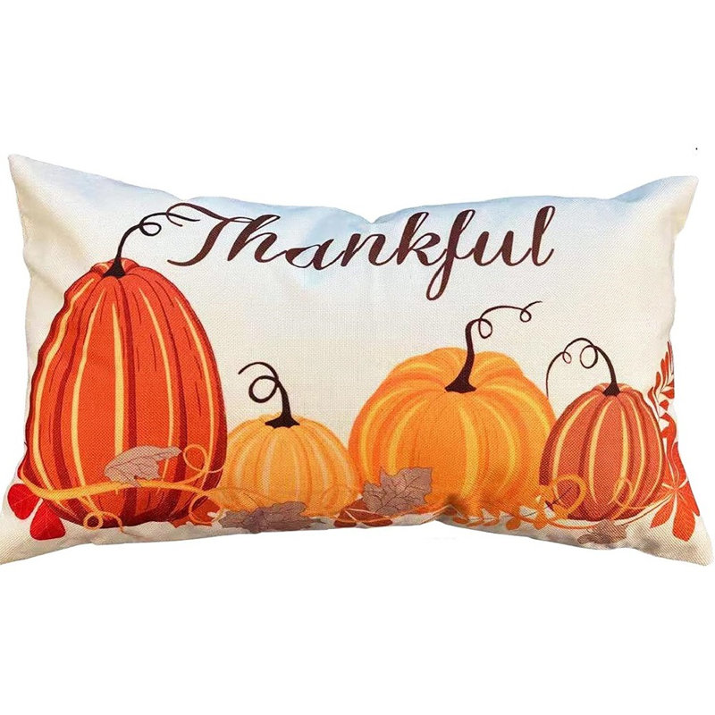 Housses de coussin d'automne de l'Action de grâce 12 x 20 pouces, ensemble de 2, coussins décoratifs d'automne à motif de feuilles de citrouille et feuilles d'érable