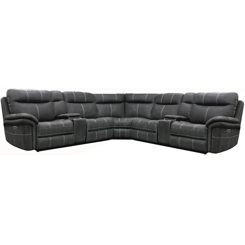 Canapé modulaire inclinable électrique 7 pièces avec appuis-tête électriques réglables Pioche, Polyester gris